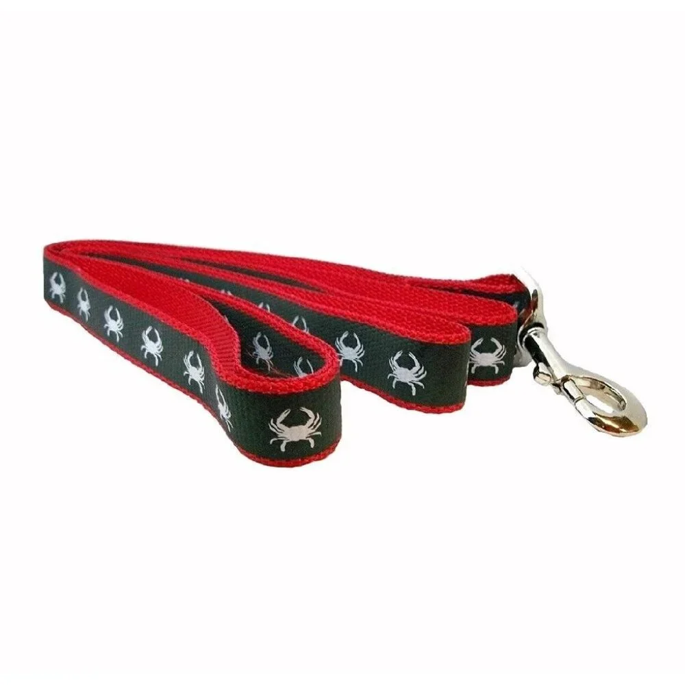 Red / Grey Crab Reflective 6 Foot Heavy Duty Dog Leash - NEW Fast Ship